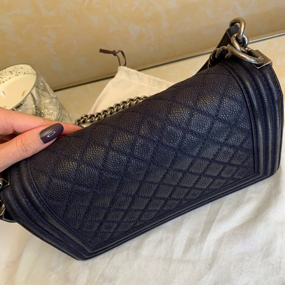 Sold.Chanel Caviar Nubuck Leather Old Medium Boy - Picture 10 of 13